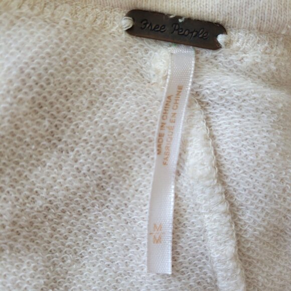 Free People Size M Bayside Chunky Cotton Knit Neutral Tunic/Pullover - Picture 5 of 8